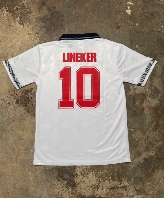 England 1990 Home Jersey Lineker #10 – Umbro Retro Football Shirt | Italia 90 World Cup England Kit | Classic Three Lions Fan Version