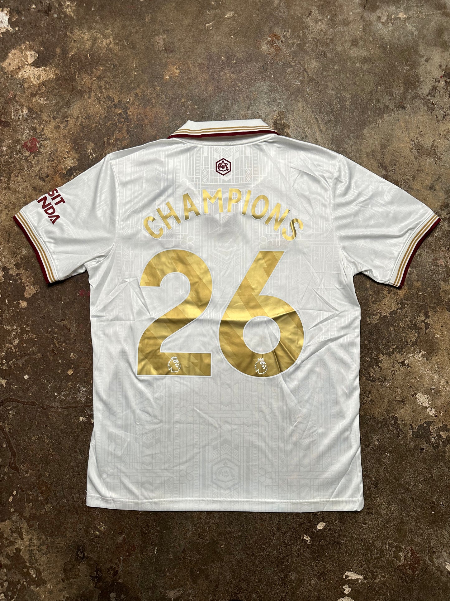 Arsenal 2025/26 Champions White Shirt – Gold #26 – Fan Version – Adult Medium