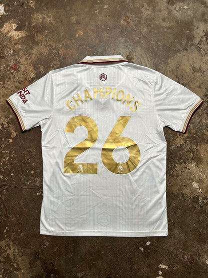 Arsenal 2025/26 Champions White Shirt – Gold #26 – Fan Version – Adult Medium