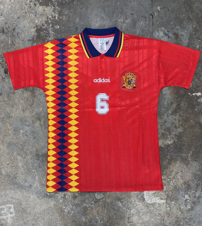 Spain 1994 World Cup Home Shirt Fernando Hierro #6 adidas Football Jersey