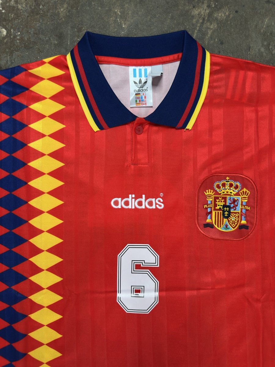 Spain 1994 World Cup Home Shirt Fernando Hierro #6 adidas Football Jersey