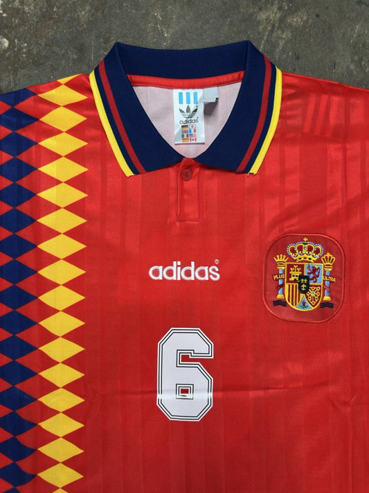 Spain 1994 World Cup Home Shirt Fernando Hierro #6 adidas Football Jersey