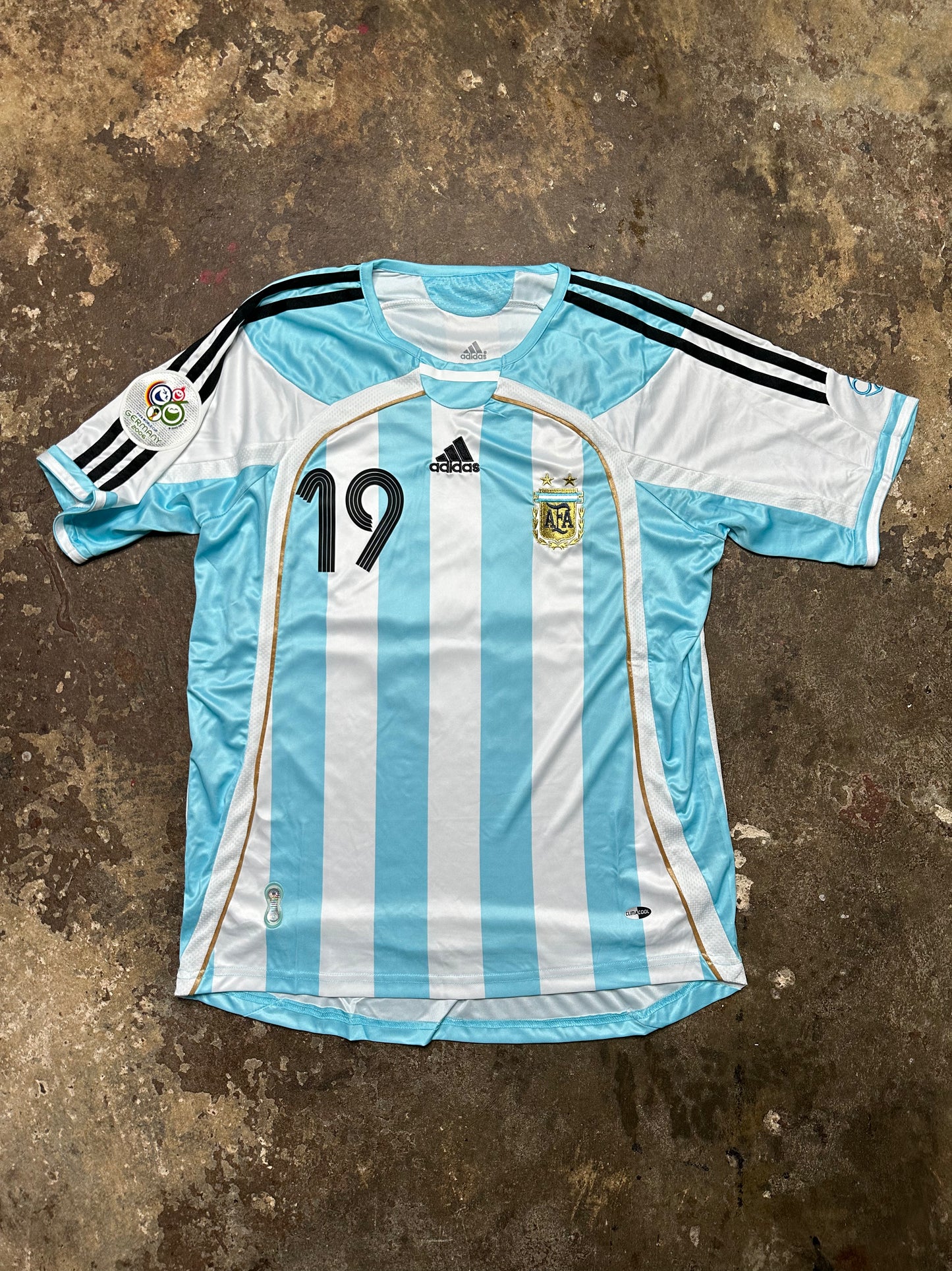 Argentina 2006 World Cup Home Shirt Lionel Messi #19 adidas Football Jersey
