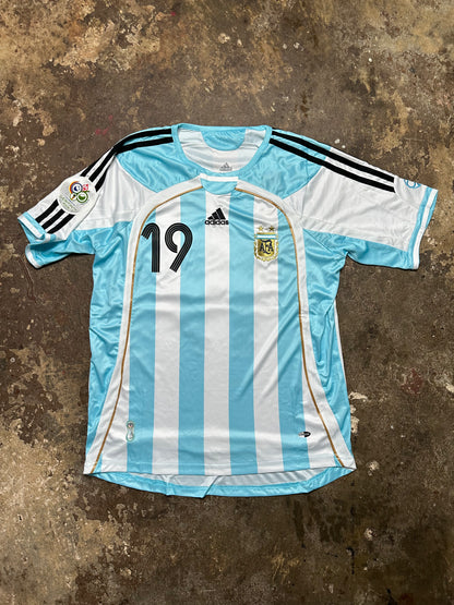 Argentina 2006 World Cup Home Shirt Lionel Messi #19 adidas Football Jersey