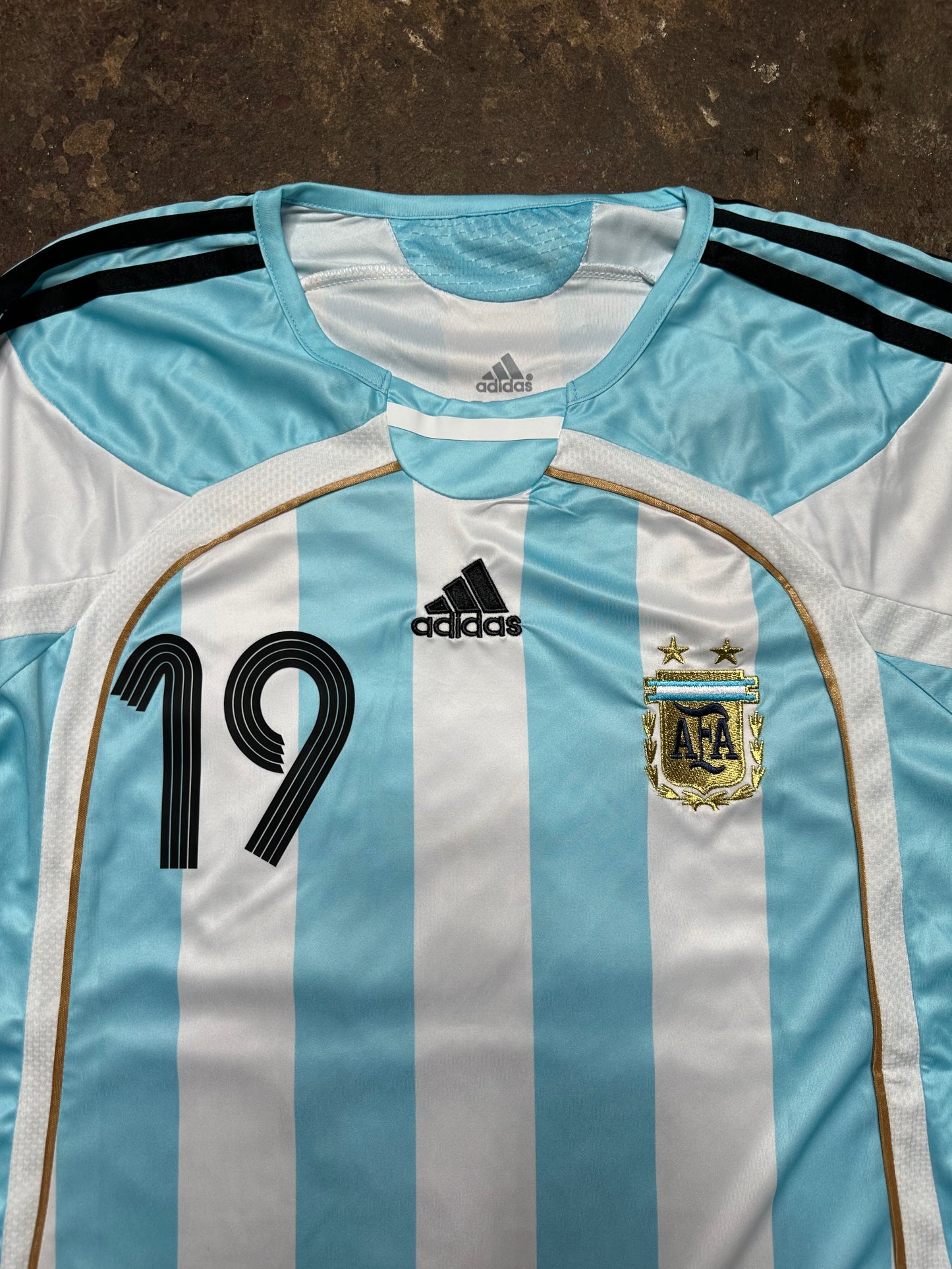 Argentina 2006 World Cup Home Shirt Lionel Messi #19 adidas Football Jersey