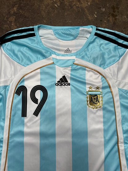 Argentina 2006 World Cup Home Shirt Lionel Messi #19 adidas Football Jersey