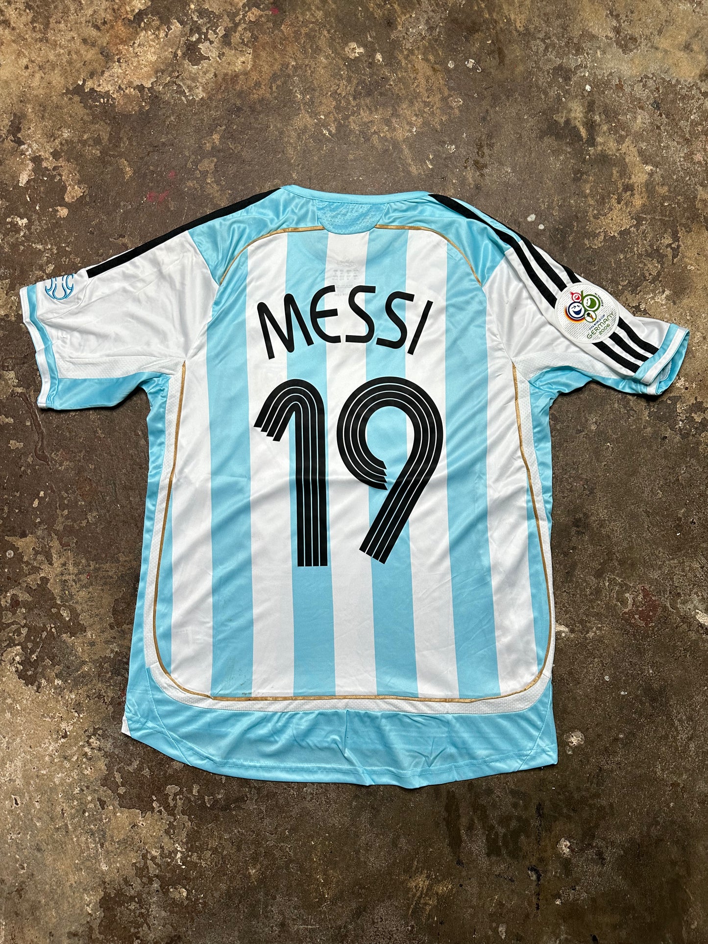 Argentina 2006 World Cup Home Shirt Lionel Messi #19 adidas Football Jersey