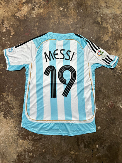 Argentina 2006 World Cup Home Shirt Lionel Messi #19 adidas Football Jersey