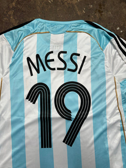 Argentina 2006 World Cup Home Shirt Lionel Messi #19 adidas Football Jersey