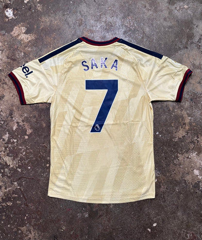 Arsenal Saka #7 Gold Away Shirt – Player Version – Adult Medium – New With Tags