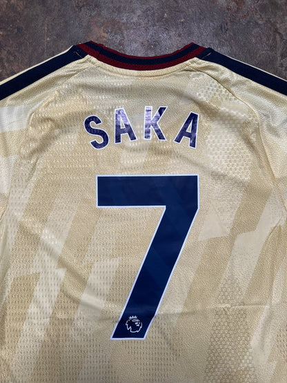 Arsenal Saka #7 Gold Away Shirt – Player Version – Adult Medium – New With Tags