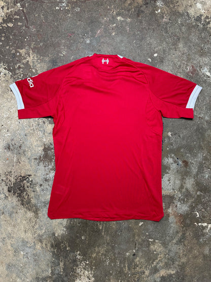 Liverpool 25/26 Home Player Version Jersey – Red – L.F.C. Crest – Standard Chartered Sponsor – 3-Stripes Shoulders